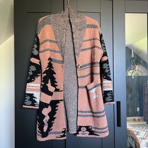 VICI Lazy Bear Pocketed Fuzzy Knit Cardigan